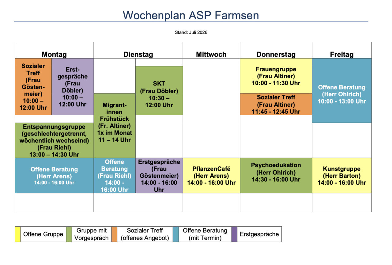 asp nordlicht farmsen wochenplan 2026 august - Wir bleiben Dran!